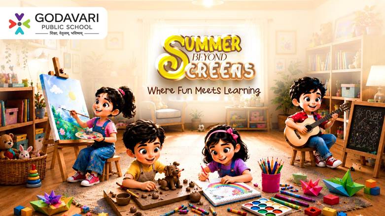 Children enjoying creative and screen-free summer activities for healthy learning and development at Godavari Public School