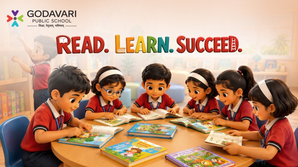 School library at Godavari Public School, a CBSE school in Nashik